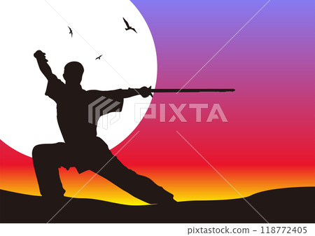 Japan style background with combat  image. Color 3d vector hand drawn  illustration 118772405