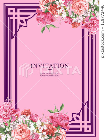 Greeting card with flowers, watercolor, can be used as invitation card for wedding, birthday and other holiday and summer background. Hand drawn Vector illustration Greeting card with flowers, watercolor, can be used as invitation card for wedding, birthday and other holiday and summer background. Hand drawn Vector illustration 118772446