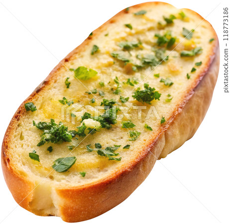 garlic bread isolated on white background 118773186