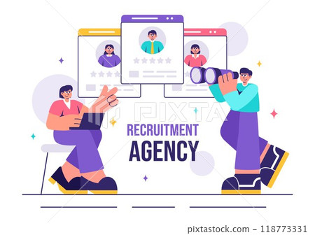 Recruitment Agency Vector Illustration featuring Managers Selecting Candidates Employee for Various Job Positions or Other Organizations Recruitment Agency Vector Illustration featuring Managers Selecting Candidates Employee for Various Job Positions or Other Organizations 118773331