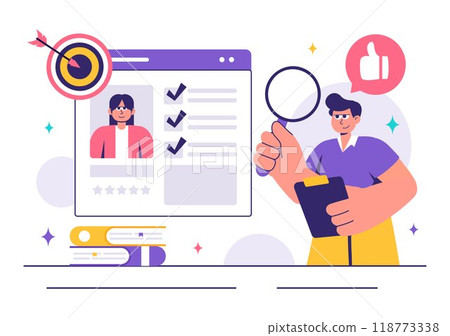 Recruitment Agency Vector Illustration featuring Managers Selecting Candidates Employee for Various Job Positions or Other Organizations 118773338