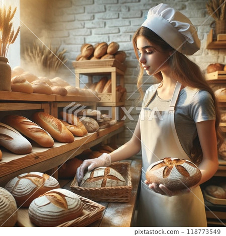 A woman with bread A woman with bread 118773549