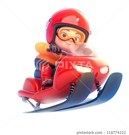 AI-generated item. 3D isolated cartoon boy on snowmobile. AI-generated item. 3D isolated cartoon boy on snowmobile. 118774222