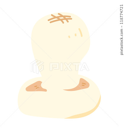 Illustration of a baked and inflated round rice cake 118774721