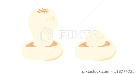 Illustration of a baked and inflated round rice cake 118774723