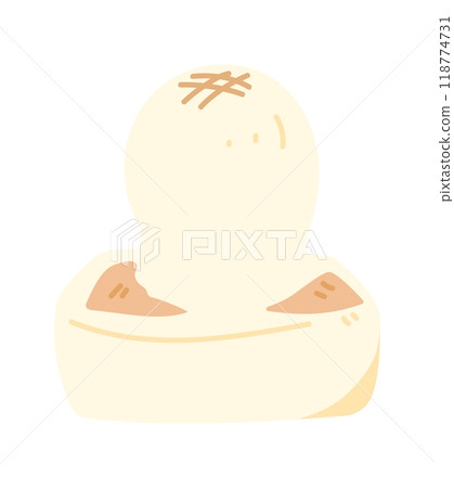 Illustration of baked and inflated square rice cake 118774731