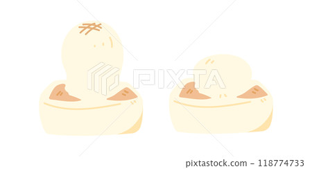 Illustration of baked and inflated square rice cake 118774733