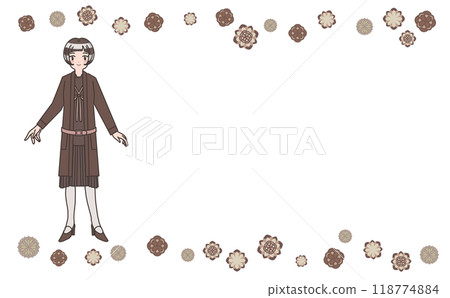 Set of classical fashion women and textile flower frames People and frame material 118774884