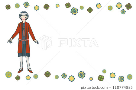 Set of classical fashion women and textile flower frames People and frame material 118774885