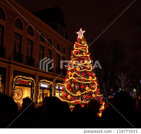 聖誕燈飾和人物 118775031