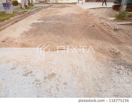 repair works concrete road construction outdoor repair works concrete road construction outdoor 118775256