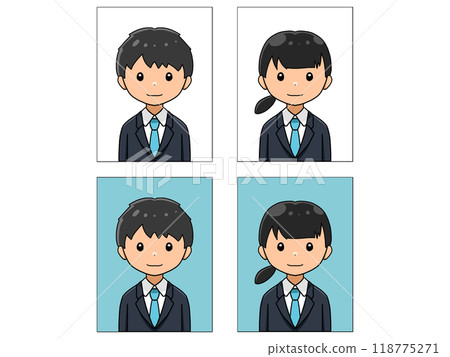 Illustration of ID photo (light blue/white background) (Asian) Illustration of ID photo (light blue/white background) (Asian) 118775271