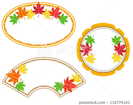 Striped autumn leaf label Striped autumn leaf label 118776101