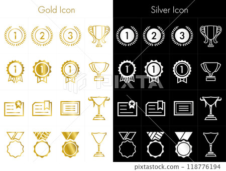 Awards and commendations, prizes, symbol icon set 03 118776194