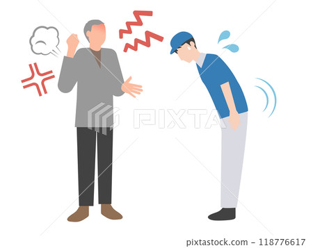 憤怒的人的插圖集，如投訴、抱怨、道德騷擾、顧客騷擾等。 118776617