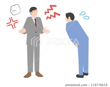 憤怒的人的插圖集，如投訴、抱怨、道德騷擾、顧客騷擾等。 118776618