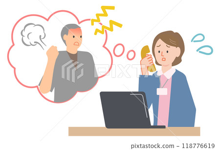 憤怒的人的插圖集，如投訴、抱怨、道德騷擾、顧客騷擾等。 118776619