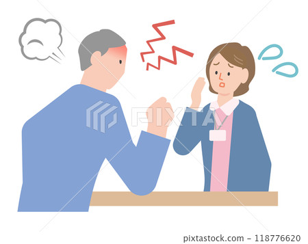 憤怒的人的插圖集，如投訴、抱怨、道德騷擾、顧客騷擾等。 118776620