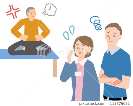 憤怒的人的插圖集，如投訴、抱怨、道德騷擾、顧客騷擾等。 118776621