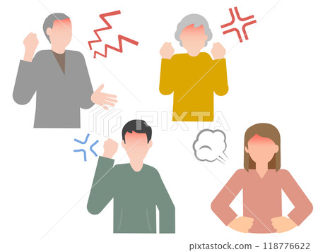 各個年齡層憤怒的人的插圖集 118776622