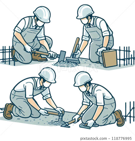 抹灰工正在做地基工作 抹灰工正在做地基工作 118776995