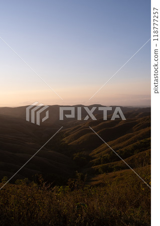 Mountains, blue sky and sunset Mountains, blue sky and sunset 118777257
