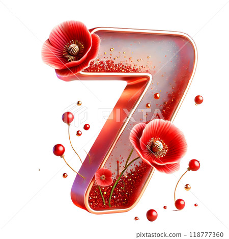 3D number seven 118777360