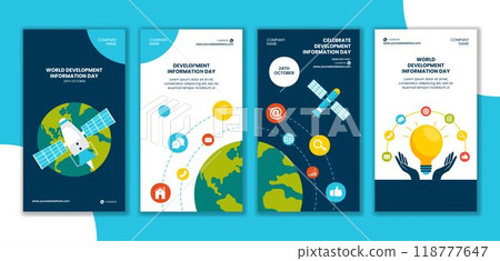 Development Information Day Social Media Stories Flat Cartoon Hand Drawn Templates Background Illustration 118777647