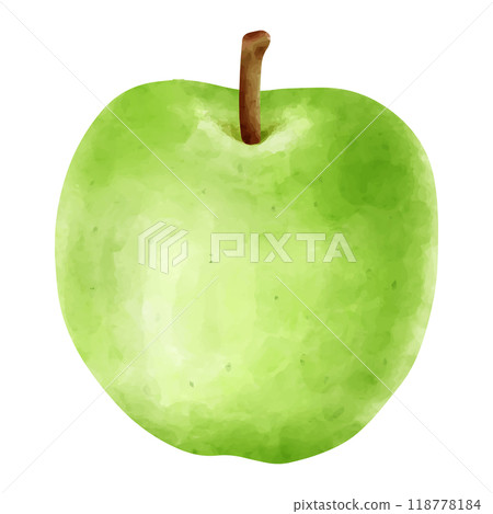 Green apple painted in watercolor Green apple painted in watercolor 118778184