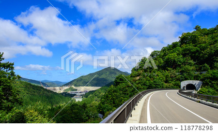 September 2024 View of the Naruse Dam construction site from Akataki Bridge, Akita Prefecture 118778298
