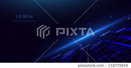 Abstract futuristic scene elegant blue light lines on dark background with lighting effect and sparkle. Abstract futuristic scene elegant blue light lines on dark background with lighting effect and sparkle. 118778959