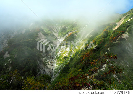 Shiratakezawa seen from the Tomi Ridge in the Northern Alps, Toyama and Nagano Prefectures Shiratakezawa seen from the Tomi Ridge in the Northern Alps, Toyama and Nagano Prefectures 118779176