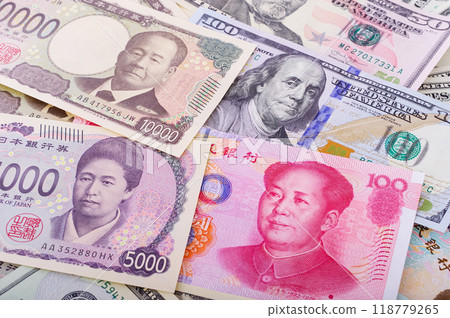 日本、美國和中國紙幣 日本、美國和中國紙幣 118779265