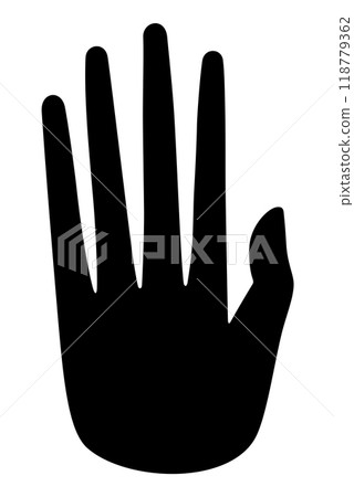 Image of a flat, stylized human hand, an artifact of the Hopewell tradition, pre-Columbian Native Americans. Cut out from sheet mica, about 2000 years old, excavated in the Hopewell Mound Group, Ohio. Image of a flat, stylized human hand, an artifact of the Hopewell tradition, pre-Columbian Native Americans. Cut out from sheet mica, about 2000 years old, excavated in the Hopewell Mound Group, Ohio. 118779362