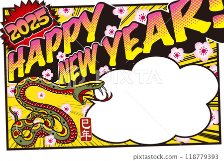 2025新年賀卡模板「美式漫畫風格設計」新年快樂圖案,附手寫空間 2025新年賀卡模板「美式漫畫風格設計」新年快樂圖案,附手寫空間 118779393