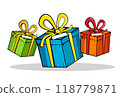 Paper gift boxes set isolated on white background, vector 118779871