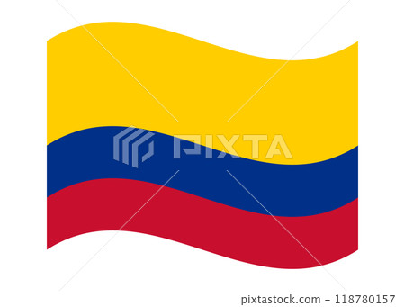 Wavy flag of Colombia, isolated on transparent background. Flag of the Republic of Colombia. Vector illustration 118780157