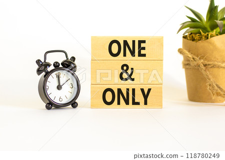 One and only symbol. Concept words One and only on wooden blocks on a beautiful white table white background. Black alarm clock. Business, motivational One and only concept. Copy space. One and only symbol. Concept words One and only on wooden blocks on a beautiful white table white background. Black alarm clock. Business, motivational One and only concept. Copy space. 118780249