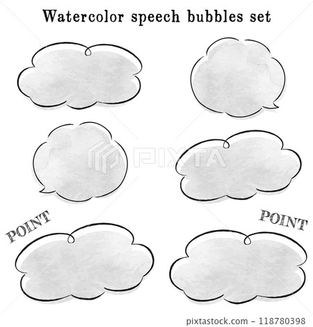 Cloud-shaped speech bubble watercolor vector illustration set 118780398