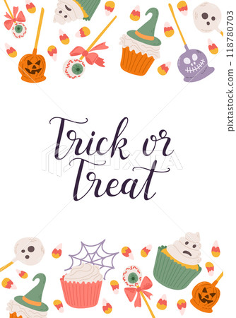Halloween poster with hand drawn sweets Halloween poster with hand drawn sweets 118780703
