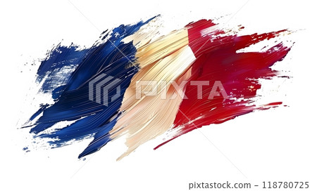 Abstract French Flag with Bold Brush Strokes in Blue, White, and Red_1 Abstract French Flag with Bold Brush Strokes in Blue, White, and Red_1 118780725