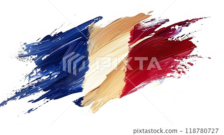 Abstract French Flag with Bold Brush Strokes in Blue, White, and Red_3 Abstract French Flag with Bold Brush Strokes in Blue, White, and Red_3 118780727