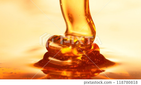 Organic Real Honey Pouring in Extreme Macro Shot. Selective Focus. 118780818