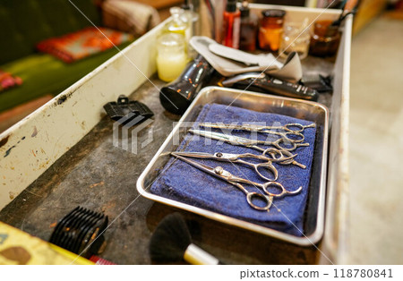 Hairdresser scissors and props 118780841