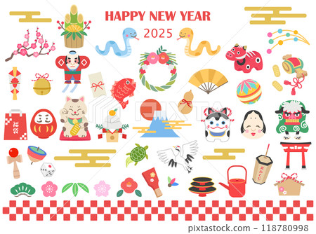 2025年新年圖示插圖集（蛇年） 118780998