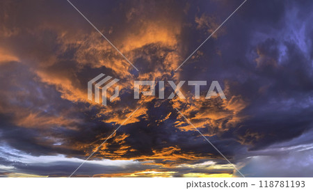 charming colorful clouds in the sky in evening charming colorful clouds in the sky in evening 118781193
