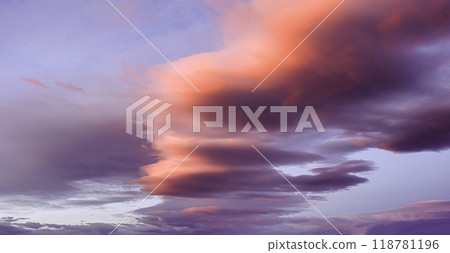 charming colorful clouds in the sky in evening 118781196