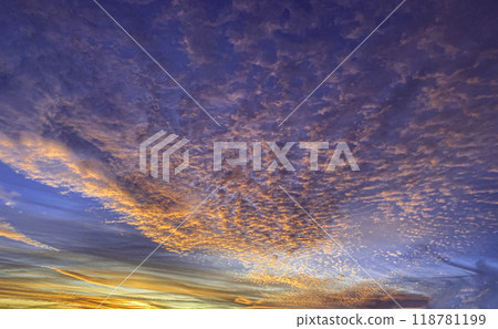 charming colorful clouds in the sky in evening 118781199