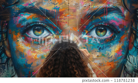 Graffiti art on the wall 118781238