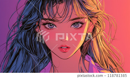 Retro style illustration of a woman 118781385